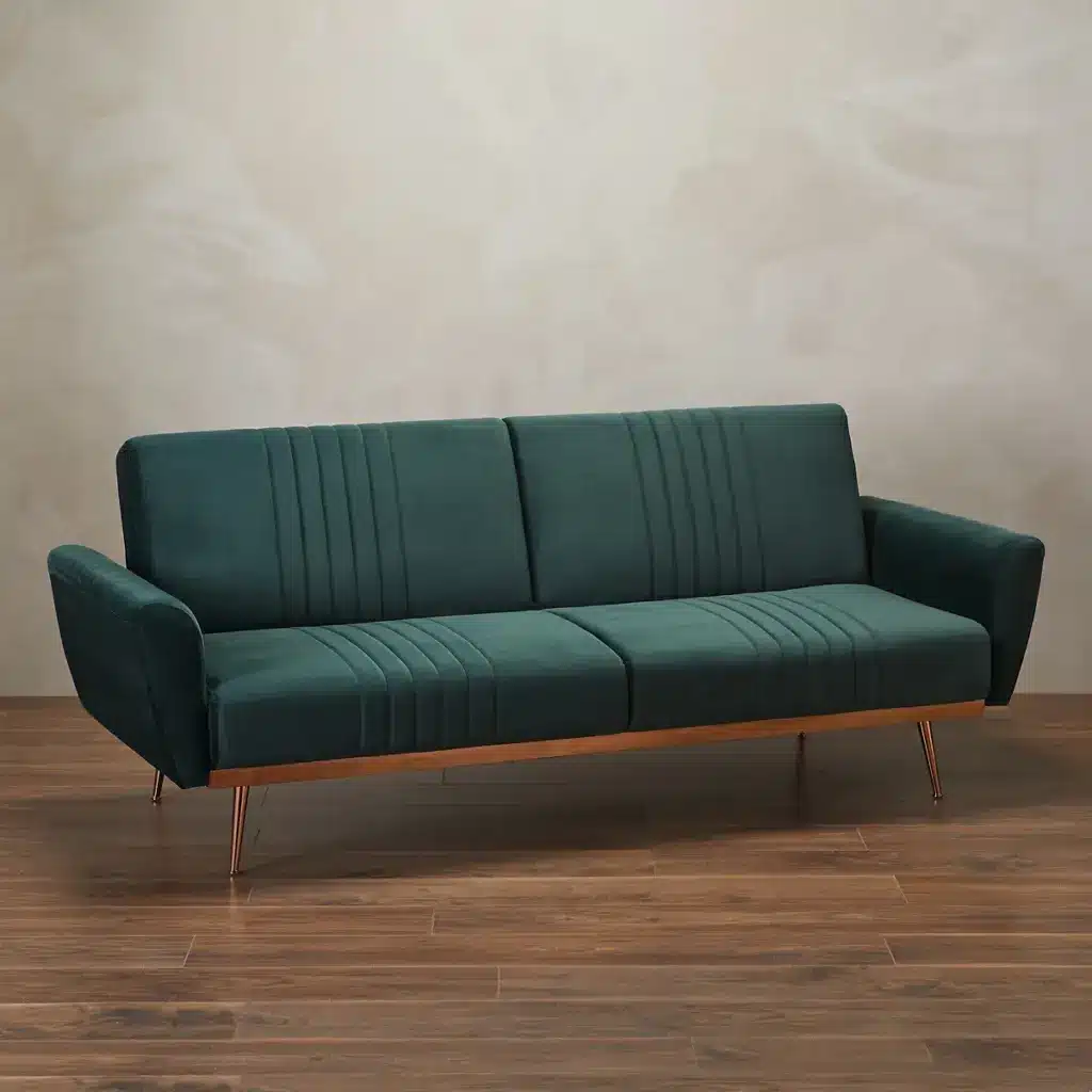 Velvet Click Clack Sofa Bed with Copper Frame454.35