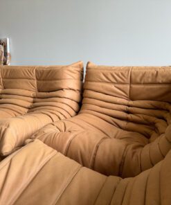 Ligne Roset Togo 5 Piece Sofa in Camel Leather