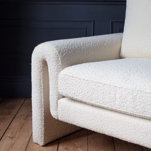 Lexi Ivory Curved Boucle Armchair