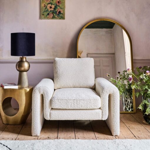 Lexi Ivory Curved Boucle Armchair